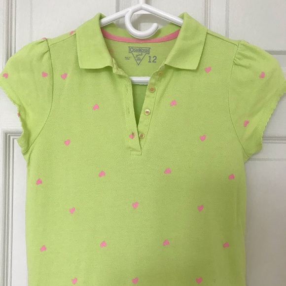 Girls size 12 green with pink hearts cotton dress. - Picture 3 of 11